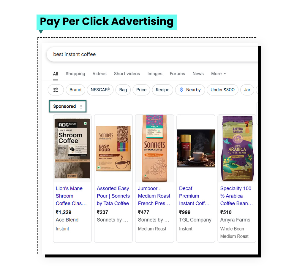 PPC advertising search results